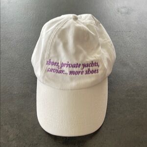 White Cap with Purple Text